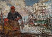 Eugeen Van Mieghem Women of the docks oil on canvas